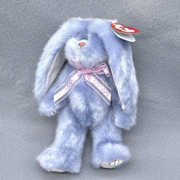 Ty Other - Azalea Light Blue Rabbit Bunny Hare Attic Treasures Pink Ribbon Floppy TY 1993